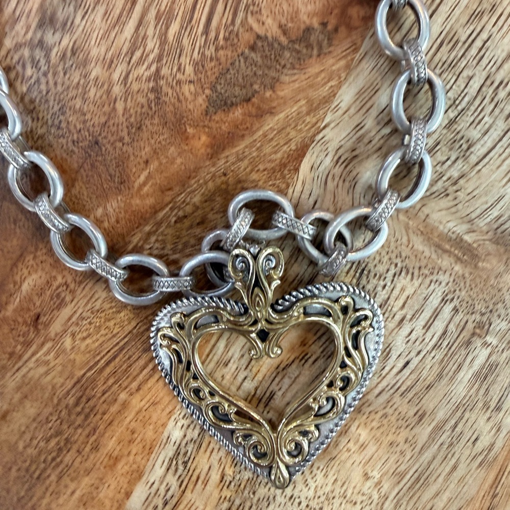 American West Sterling Silver and Gold Heart Necklace